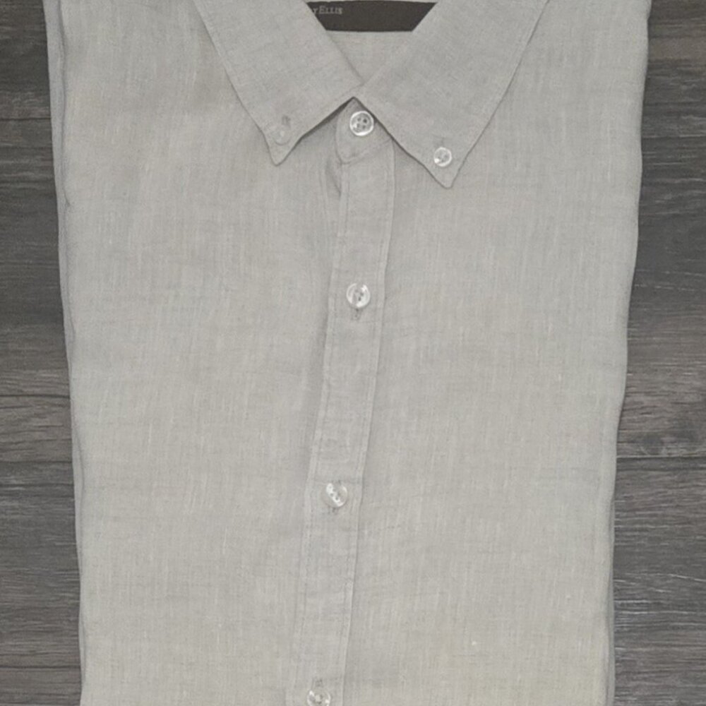 Perry Ellis Men's Timeless Linen Short Sleeve Breathable Regular Fit Shirt
